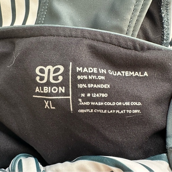 Albion Striped and Floral Blue/Green and White Swimsuit - Picture 3 of 6